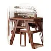 Balcón Hogar Mesa de Té y Sillas de Madera Maciza Juego de Tres Piezas Moderno Sencillo Ocio Mini Apartamento Pequeño Escritorio para Beber Té