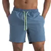 Calções de praia masculinos, calções de verão, calções de banho para spa, calções de natação, calções de quatro peças, dupla camada, tamanho grande, calças desportivas casuais impermeáveis.