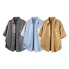 Camisa de Trabajo de Manga Corta Lavada 100% Algodón para Hombre, Nueva Camisa de Moda de Verano, Chaqueta Versátil Casual Holgada con Solapa