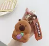 Linda Cartera de Silicona de Capibara, Bolsa de Dibujos Animados para Niños, Bolsa de Almacenamiento Portátil, Tarjetero, Bolsa para Auriculares, Colgante Pequeño