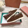 Versão Original de Alta Qualidade Lp2025 Outono e Inverno Estilo Casal Sapatos Slip-On Mocassins Gorro Sapatos Camurça Grossa Lã para Heattech
