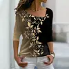 2023 Europa y Estados Unidos comercio exterior transfronterizo nuevo Amazon wish camiseta de mujer manga larga ajustada con cuello en V impresión 3D mujeres