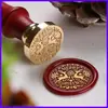 Sello de cera para Navidad, cabeza de sello de una pieza de madera de haya roja con diseño de muñeco de nieve y copo de nieve, juego al por mayor, mango de madera