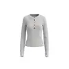 Camiseta de Manga Larga Henley de Corte Ajustado HeyHenry para Mujer, Nueva Camiseta Básica de Cuello Redondo para Primavera y Otoño