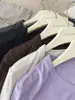 Camiseta sencilla de doble capa con cuello en U hecha de Lyocell Tencel y lana, nueva camiseta básica casual de otoño para mujer, corte ajustado