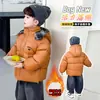 Jaqueta de Algodão Forrada com Lã Xadrez de Inverno para Meninos, Estilo Coreano, Casaco de Algodão Espesso e Estiloso da Moda para Crianças, Jaqueta Acolchoada de Algodão para Crianças Pequenas e Médias
