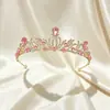 Diadema Corona Nupcial Coreana de Gama Alta Princesa Cumpleaños Infantil Corona de Pedrería Perla Corona de Boda para Adultos Accesorios para el Cabello