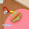 Chaveiro Acessórios de Bolsa com Coração de Menina de Pelúcia Dopamina Coreana Hambúrguer Bolo de Morango Rolo Sanduíche Pingente