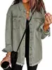 Chaqueta Camisa de Mezclilla Lavada Transfronteriza Otoño e Invierno 2024 Abrigo con Dobladillo Deshilachado Estilo Casual Cómodo Corte Holgado