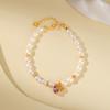 Joyería Yuebao Plata Esterlina S925 Chapada en Oro Perla Amatista Calada Calabaza Diseño Estilo Chino Nuevo Pulsera
