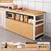 Estante de Almacenamiento de Cocina Multifuncional de Pie Multicapa Mesa Tabla de Cortar Banco de Trabajo Microondas Estante de Almacenamiento para Utensilios de Cocina Gabinete Lateral
