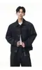 Chaqueta de mezclilla turquesa para hombre, nuevo estilo de otoño, bien ajustada con líneas de hombros limpias y costuras decorativas, chaqueta casual holgada para mujer, moderna
