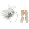 Set de Flor de Plumas para la Cabeza de Amazonia Accesorios para el Cabello de Flor en la Cabeza Diadema Guantes para Actuación en el Festival de Carreras de Caballos Fiesta Baile de Graduación Accesorios para la Cabeza