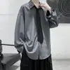 Camisa negra popular 2025 para hombre, camisa de moda estilo coreano minimalista, top de manga larga fresco y elegante estilo Hong Kong y japonés