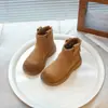 Botas Doc Martens Retro para Niños con Botines Forrados de Lana Estilo Otoño/Invierno 2026 Estilo Británico Unisex Ropa de Motociclista para Niños Botas Amarillas Grandes