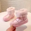 Botas de Nieve para Niñas con Forro de Felpa Invierno 2025 Nuevas Botas de Algodón Gruesas y Cálidas para Niños con Suelas Gruesas y Botas de Piel Resistentes al Frío