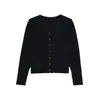 Outono de 2025 Nova Moda Feminina Estilo Europeu e Americano Versátil Gola Redonda Manga Longa Cardigan de Tricô 2893164 Patchwork
