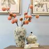 Botella de Cerámica de Jingdezhen Jarrón de Porcelana Azul y Blanca de Estilo Chino Nuevo Sala de Estar Mueble de TV Arreglo Floral Hidropónico Adornos de Tarro Decorativo Vintage