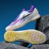 Zapatos de fútbol de punto sin costuras transfronterizos, unisex, caña baja, tacos AG para césped natural exterior, tacos TF para césped artificial, disponibles para venta al por mayor