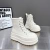 Botas Martin de Estilo Coreano con Suela Gruesa y Puntera de Concha con Cordones para Mujer 2026 Nuevo Estilo Suela de Plataforma Ultra-Ligeras de Caña Alta Botines Casuales para Mujer