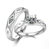 Anillos Modernos de Extremo Abierto para Hombres y Mujeres, Anillos de Boda con Diamantes Simulados, Suministro de Celebridades de Internet para Comercio Exterior, Anillos de Pareja, Anillos de Venta Directa de Fábrica