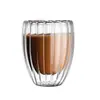 Taza de Vidrio de Doble Capa con Rayas en Forma de Huevo con Asa para Uso Doméstico, Taza de Café, Taza de Leche, Taza de Vidrio para Infusiones de Flores