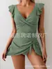 2026 Nuevo Bañador de una pieza Transfronterizo Europeo y Americano Tankini Playa Cuello en V Aspecto Adelgazante Falda Bikini Encaje Exportación