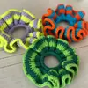 Diadema de Hilo Grueso Tejida a Mano Inspirada en Marcas de Alta Gama con Bloques de Color para Mujer, Cuerda para Moño, Accesorio para el Cabello, Scrunchie