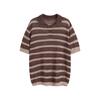 Camisa de Manga Corta de Color Contrastante Estilo Hong Kong Duffy Atractivo Rayas Camiseta Versátil Camisa de Punto POLO Retro Estilo Perezoso Top