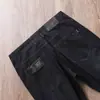Estação europeia verão fino preto azul banho de gelo lama amigável à pele respirável macio anti-rugas negócios reto solto jeans masculino