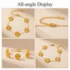 Directo del Fabricante, En Stock Pulsera de Acero Inoxidable 304 Grabada con Láser de Flor de Cinco Pétalos para Mujer, Pulsera de Moda y Lujosa Tendencia en Línea
