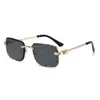 Gafas de sol sin montura con corte de diamante para mujer, gafas de sol de alta gama estilo callejero de moda, nuevas gafas de sol cuadradas de montura cruzada para mujer