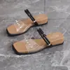Sandalias de cuña de moda para mujer, punta cuadrada, con pedrería, de verano, destalonadas, de PVC, con lazo versátil, 2026