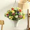 Nuevo Cesta Colgante de Flores Artificiales de Primavera Transfronteriza de Amazon Guirnalda de Cesta Colgante Decoración de Maceta Colgante de Hierro para el Hogar Accesorios