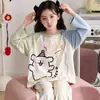 Pijamas Nuevos para Niñas 2026 para Primavera y Otoño, Algodón Puro, Manga Larga, Estilo Delgado, Elegante Conjunto de Ropa de Casa de Otoño para Niños y Niñas