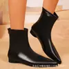 Botas de Moda Transfronterizas Comercio Exterior Francés Botas Planas Delgadas para Mujer con Puntas Agudas, Talla Grande, Tacones Adelgazantes, Elástico Minimalista Bajo