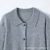 Suéter de cachemira mezclado con lana, cuello polo, suéter de cachemira holgado y versátil, camiseta base de punto para otoño e invierno