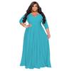 N7670 Estación Independiente de Fuente Transfronteriza Europea y Americana Explosiones talla grande Mujer Gorda Vestido de Boda Sexy de Cuello en V de Color Sólido para Mujer