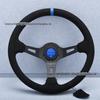 Modificação do carro JDM estilo de corrida volante anti-camurça 14 polegadas de profundidade côncavo fosco volante de couro fosco