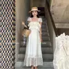 Vestido LS Doce e Elegante com Decote Quadrado e Patchwork de Renda Guangzhou Treze Linhas Vestido Novo de Verão 2026 61619