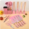 Set combinado de utensilios de cocina de silicona transfronterizo de 19 piezas, antiadherente, espátula, cuchara, cuchillos Macaron, en stock