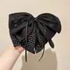 Pinza para Cola de Caballo con Lazo de Cinta de Lunares Satinada Retro de Gama Alta Pinza para el Cabello de la Parte Trasera de la Cabeza Half-Up para Mujer Otoño Invierno Nuevo