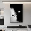 Pintura Decorativa de Sala de Estar de Gama Alta Retro Arte de Nicho Cisne Blanco y Negro Pintura de Piso para Sofá Estilo Antiguo Pintura Colgante para Entrada