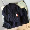 Fábrica Directa Conjunto de Pijama de Algodón Nube de Verano para Mujer 2026 Nuevo Estilo Manga Corta Pantalones Cortos para Niña Estudiante Dibujos Animados Ropa de Casa