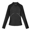 Chamarra Deportiva Black Fleet de Color Bloque para Mujer, Corte Ajustado, Secado Rápido, Transpirable, Absorbe el Sudor, Antibacteriana, Protección Solar para Exteriores