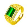 Anel simples e extraordinário de calcedônia verde nobre e elegante incrustado com ágata verde jade verde jaspe anel masculino atacado