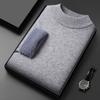 Suéter de terciopelo de una pieza para hombre de cuello semi alto 2024 otoño e invierno nuevo con forro polar grueso casual cálido suéter básico para hombre