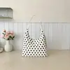 Bolso de Lona Casual Artístico Estilo Coreano para Mujer 2026 Nuevo Bolso Tote Simple de Moda Gran Capacidad Bolso de Hombro de Lunares