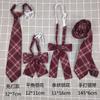 Amaranto rojo poliéster algodón TC estilo japonés JK corbata corbata de lazo a cuadros flor de cuello traje de hombre y mujer uniforme DK sin vencer