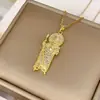 Collar de Diseño Nuevo Exclusivo Transfronterizo Europeo y Americano Cobre Chapado en Oro Circonita Microincrustada Colgante de San Judas